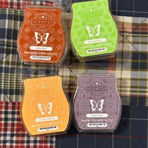Scentsy Wax Bars in Orange, Green, Purple, and brown